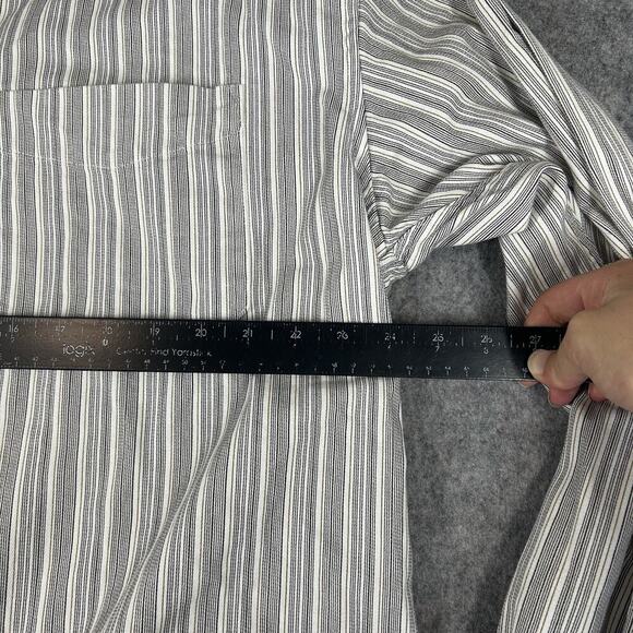 Aran Sweater Market Shirt Men XL Cream Striped Irish Grandfather Oversize Cotton - Picture 7 of 8